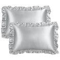 thumbnail image 1 of Unique Bargains Satin Ruffle Envelope Closure Pillowcases Set of 2 Silver 20"x30", 1 of 8