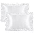 thumbnail image 1 of Unique Bargains Satin Ruffle Envelope Closure Pillowcases Set of 2 White 20"x26", 1 of 8