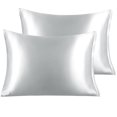 thumbnail image 1 of Unique Bargains Satin Set of 2 Zipper Closure Pillowcases Silver 17"x25", 1 of 8