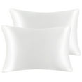 thumbnail image 1 of Unique Bargains Satin Set of 2 Zipper Closure Pillowcases White 20"x26", 1 of 8