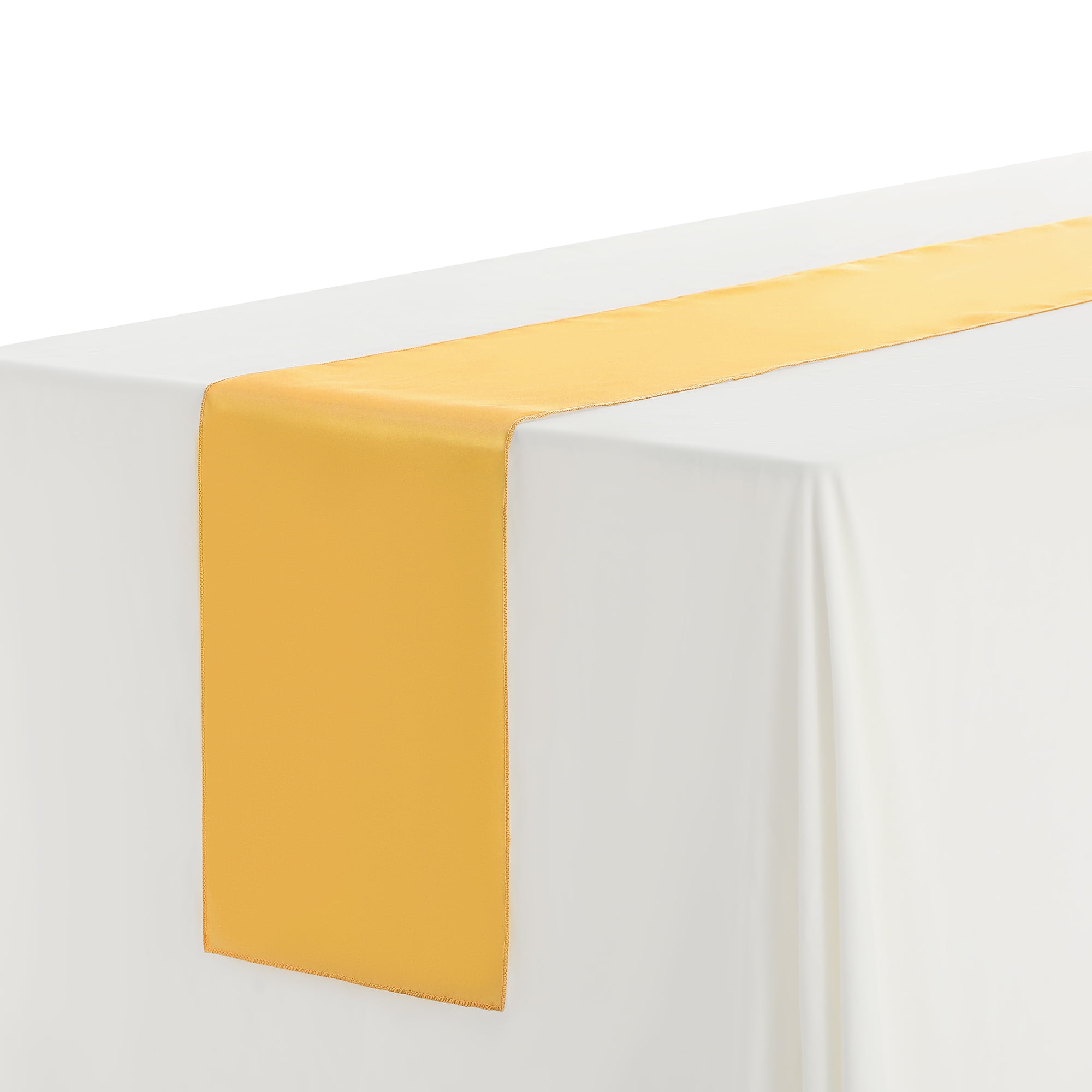 Unique Bargains Satin Silk Polyester Table Runners for Wedding Parties (10 Count) Champagne 12"x108"