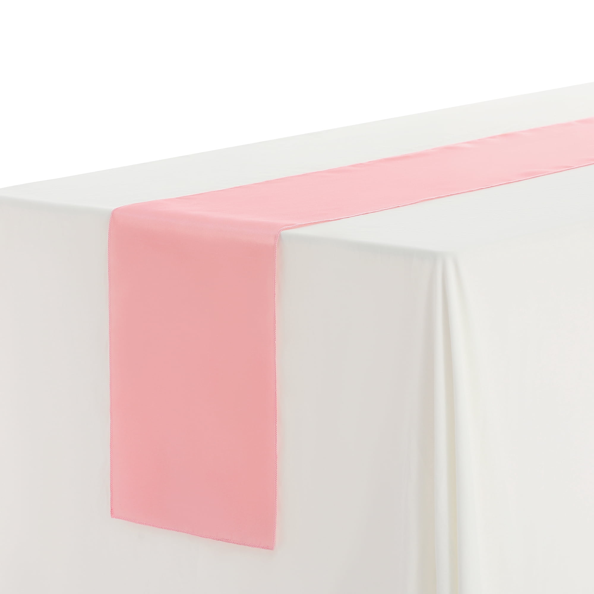 Unique Bargains Satin Silk Polyester Table Runners for Wedding Parties (10 Count) Pink 12"x108"