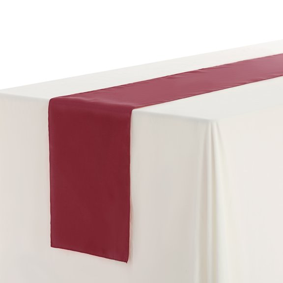 Unique Bargains Satin Silk Polyester Table Runners for Wedding Parties (10 Count) Wine Red 12"x108"