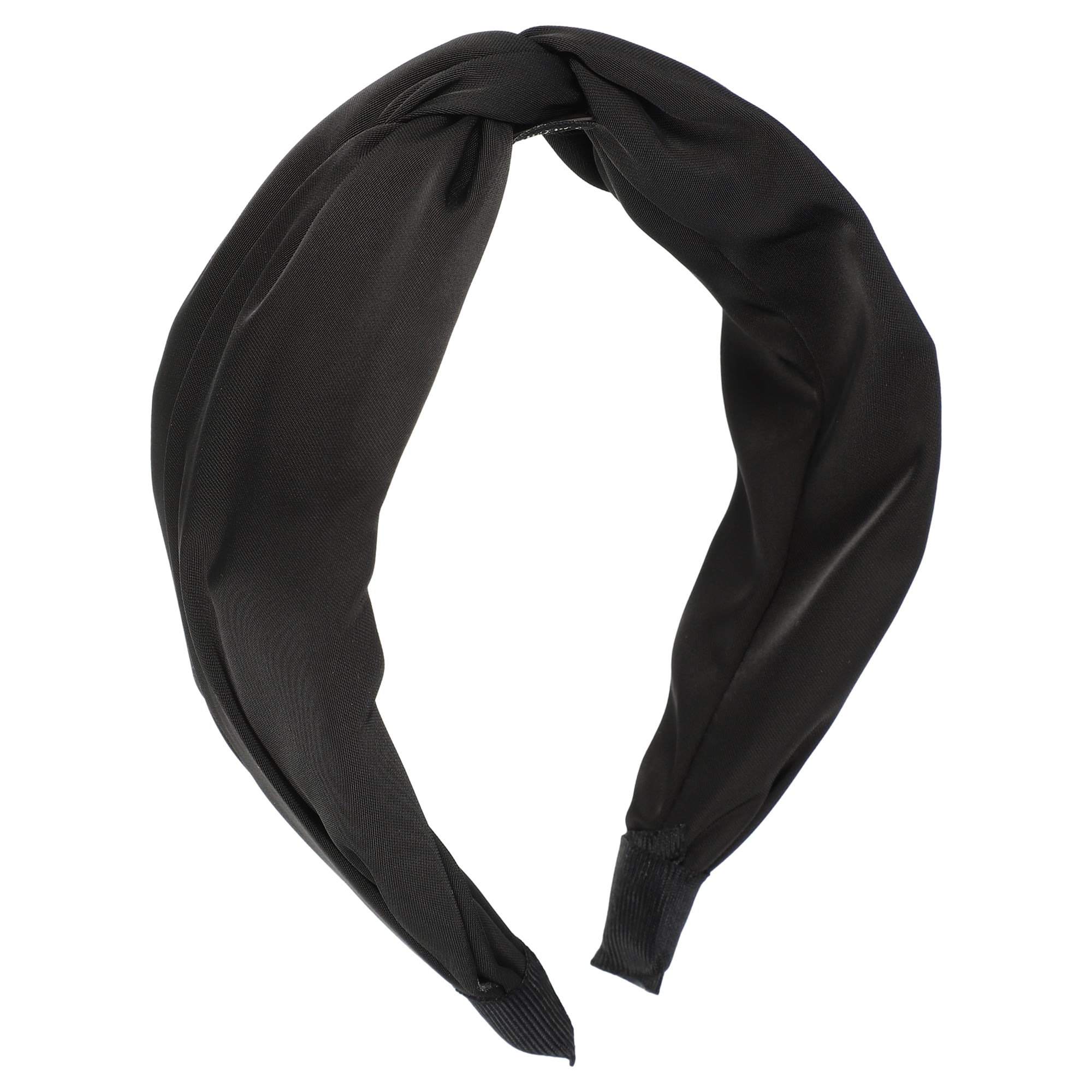 Unique Bargains Satin Twist Headband Hairband for Women 1.2 Inch Wide Black