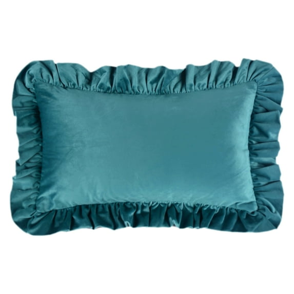 Unique Bargains Scalloped Square Outdoor Throw Pillow Covers Blue 12" x 20"