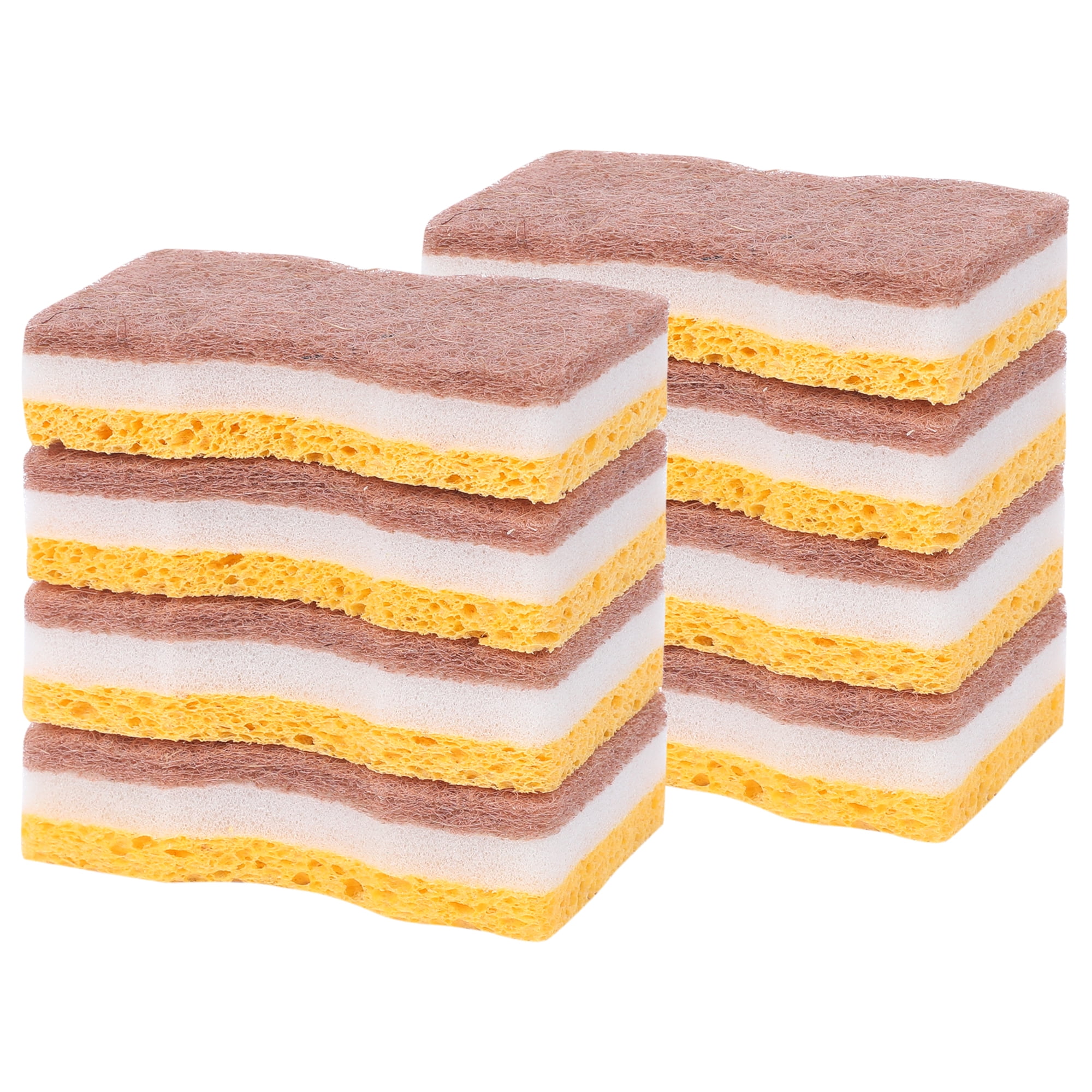 Unique Bargains Scrub Sponges Kitchen Non-Scratch Scrub Dish Sponges Brown 8 Pcs