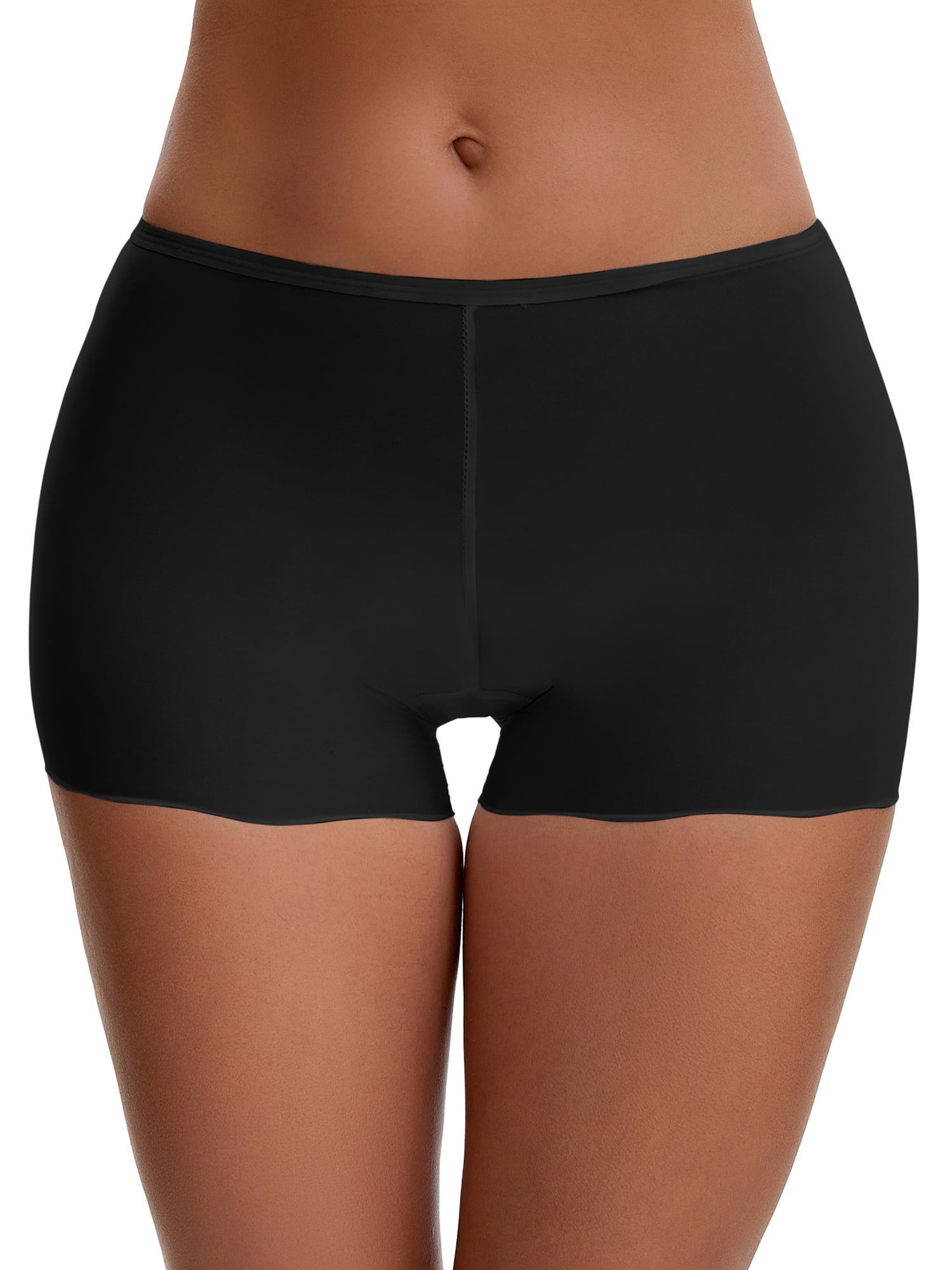 Unique Bargains Seamless Ice Silk Lace Trim Slip Shorts S Black Y1