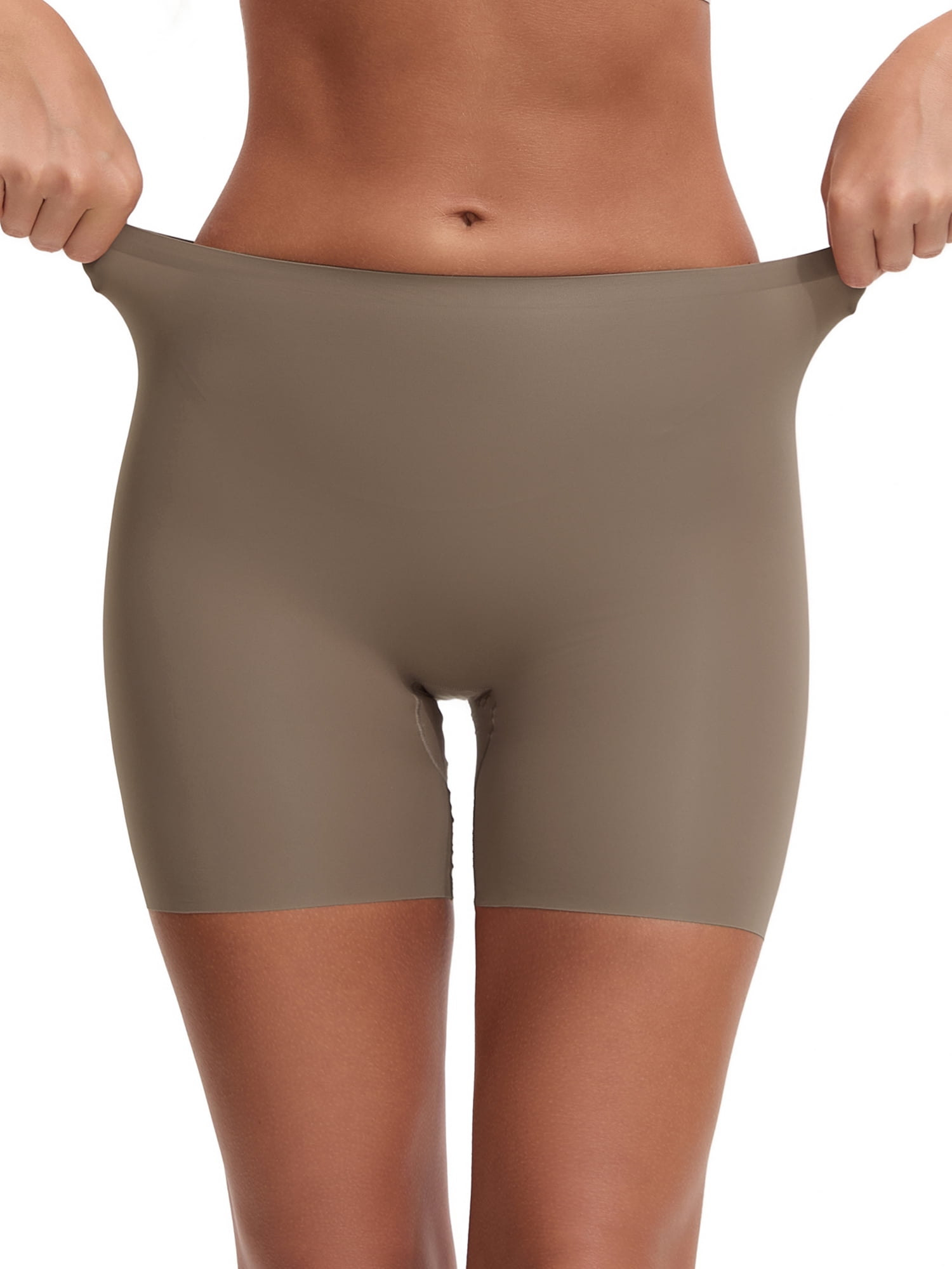 Unique Bargains Seamless Tummy Control Butt Lifter Thigh Slimmers Slip Shorts L Brown