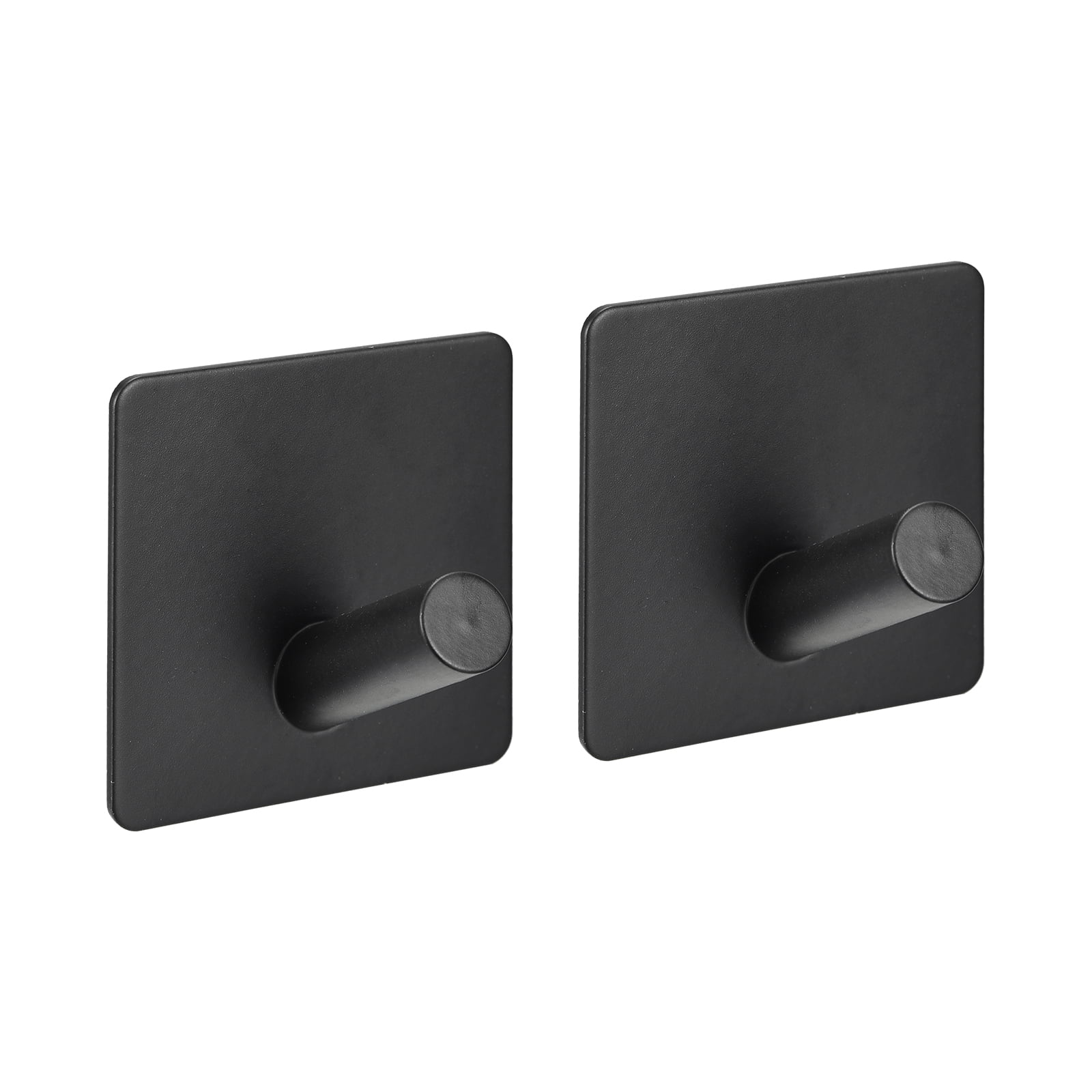Unique Bargains Self Adhesive 304 Stainless Steel Sticky Hooks Wall Hanger Black 2Pcs