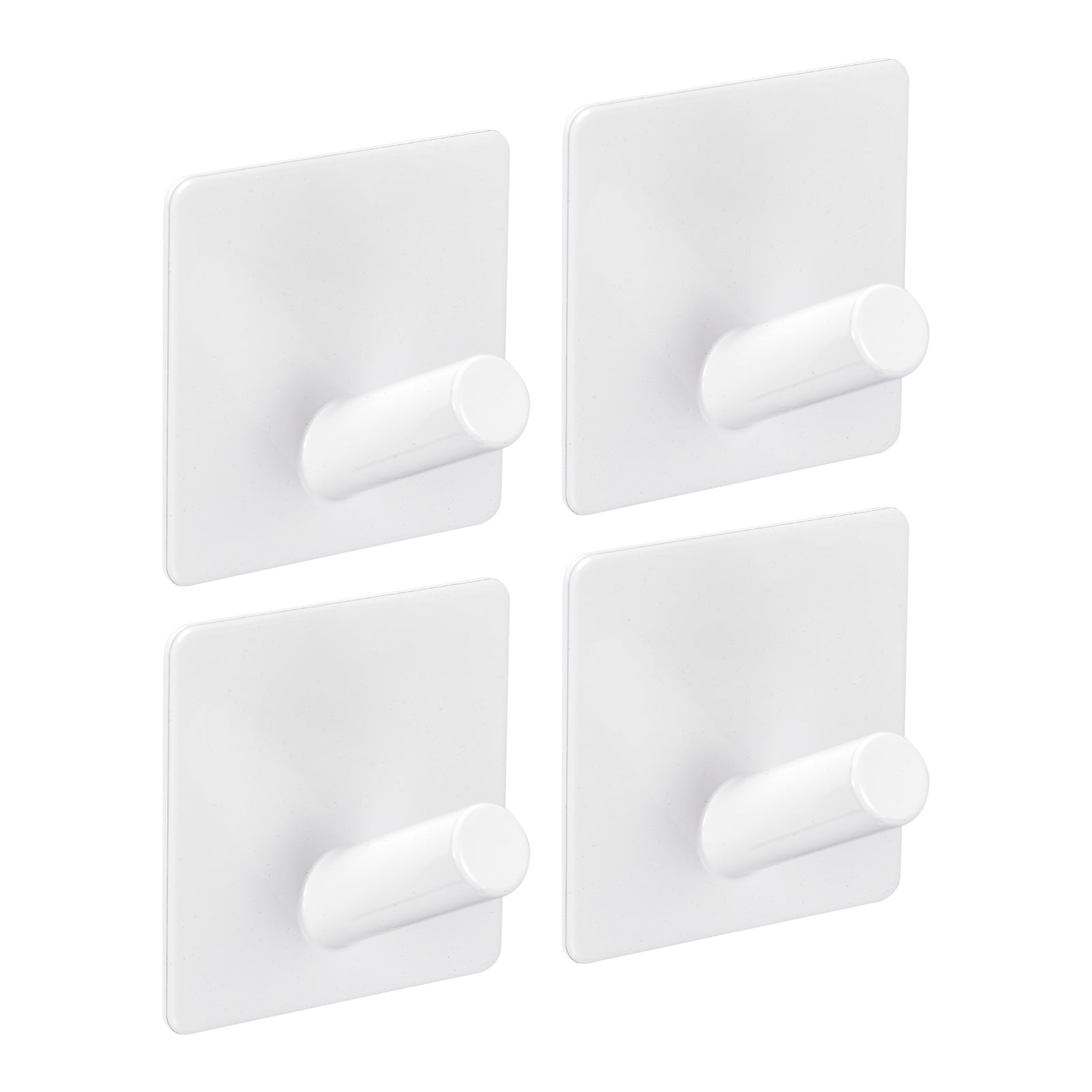 Unique Bargains Self Adhesive 304 Stainless Steel Sticky Hooks Wall Hanger White 4Pcs
