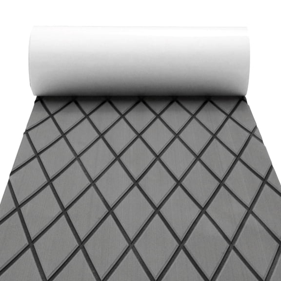 Unique Bargains Self-Adhesive 96" L x 16" W Boat Flooring Strip Cut EVA Foam Sheet Non-Slip Traction Pad for Boats Decking Surfboard Paddle Dark Gray with Black Line