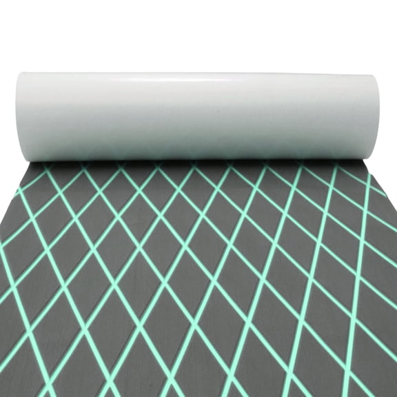Unique Bargains Self-Adhesive 96" L x 24" W Boat Flooring Strip Cut EVA Foam Sheet Non-Slip Traction Pad for Boats Decking Surfboard Paddle Dark Gray with Green Line