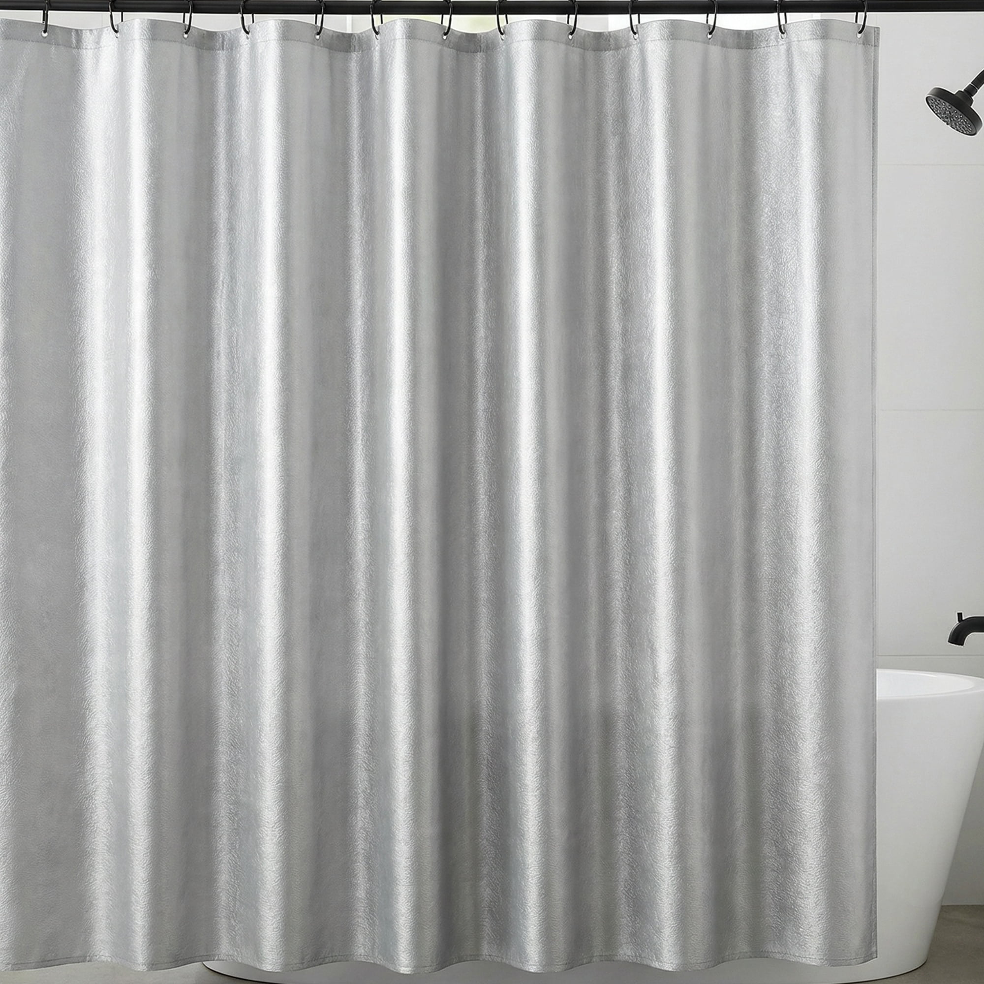 Unique Bargains Semi-Transparent Waterproof Bath Curtain with 12 Hooks Grey 71"W x 71"L