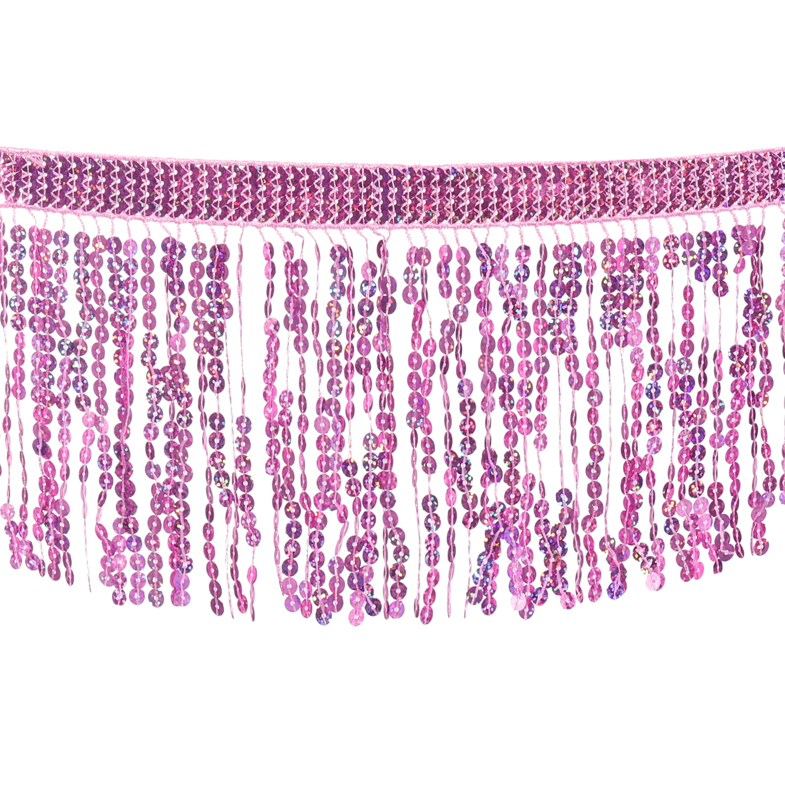 Unique Bargains Sequin Fringe Trim Wide Tassel Sewing Trim Ribbon for Clothing Pink