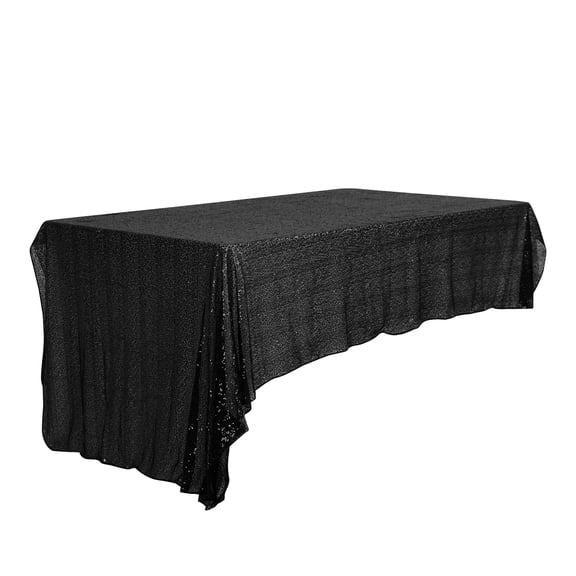 Unique Bargains Sequin Table Covers for Dining Room Parties or Dances Tablecloths Black 47"x47"