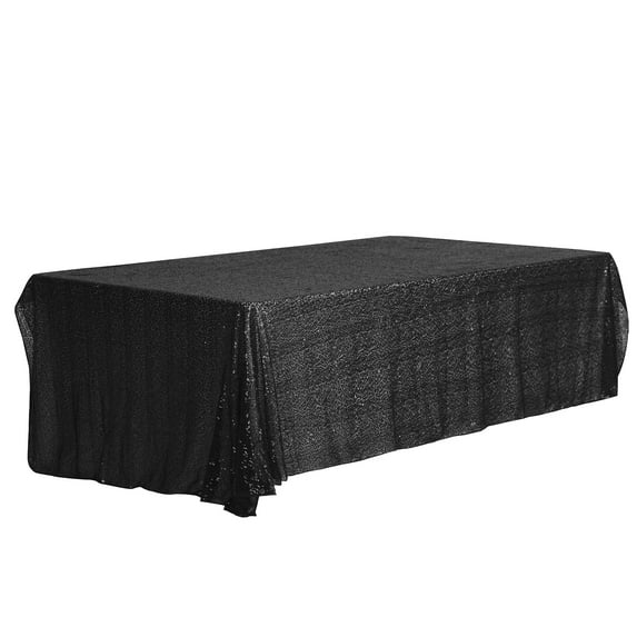 Unique Bargains Sequin Table Covers for Dining Room Parties or Dances Tablecloths Black 47"x59"