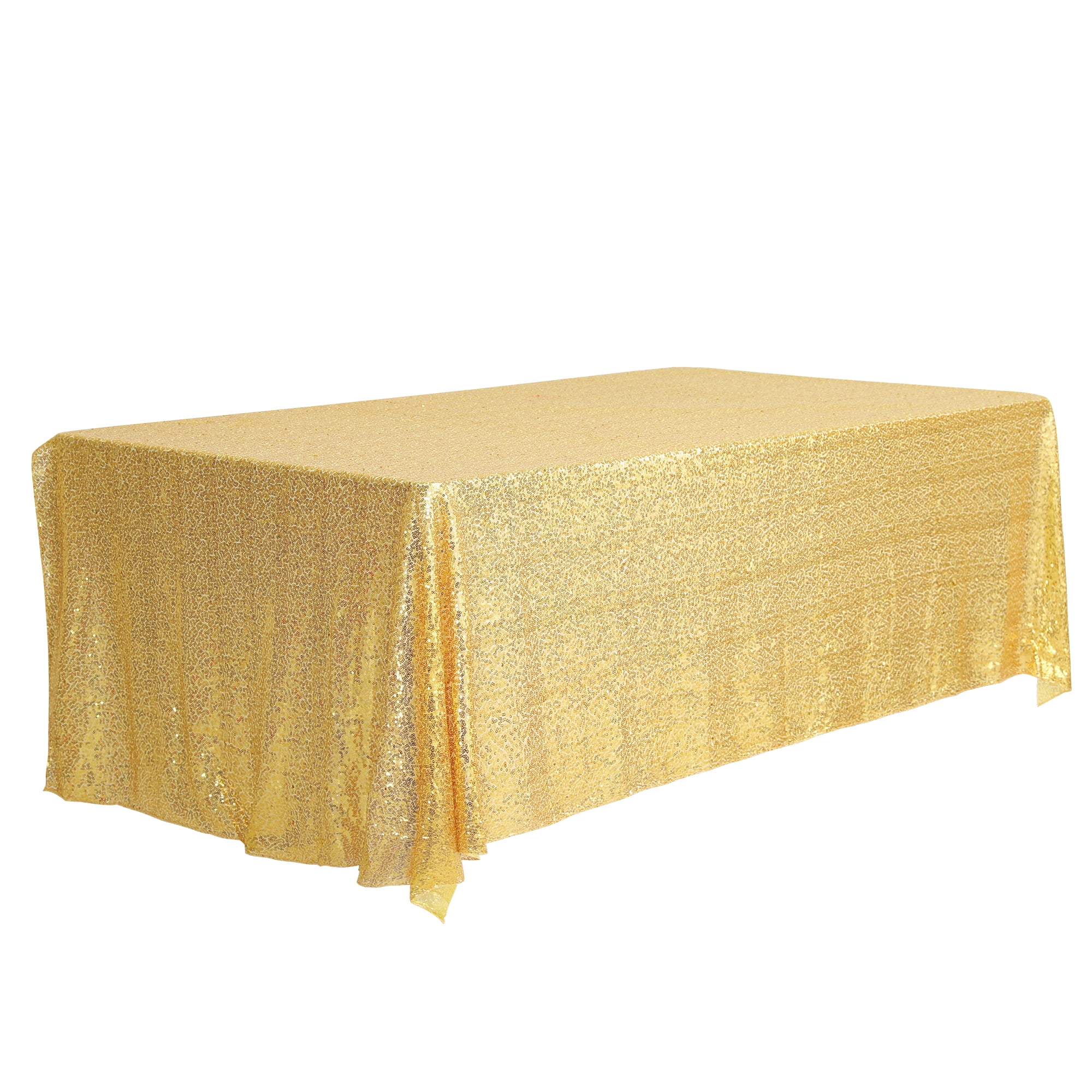 Unique Bargains Sequin Table Covers for Dining Room Parties or Dances Tablecloths Gold 47"x71"