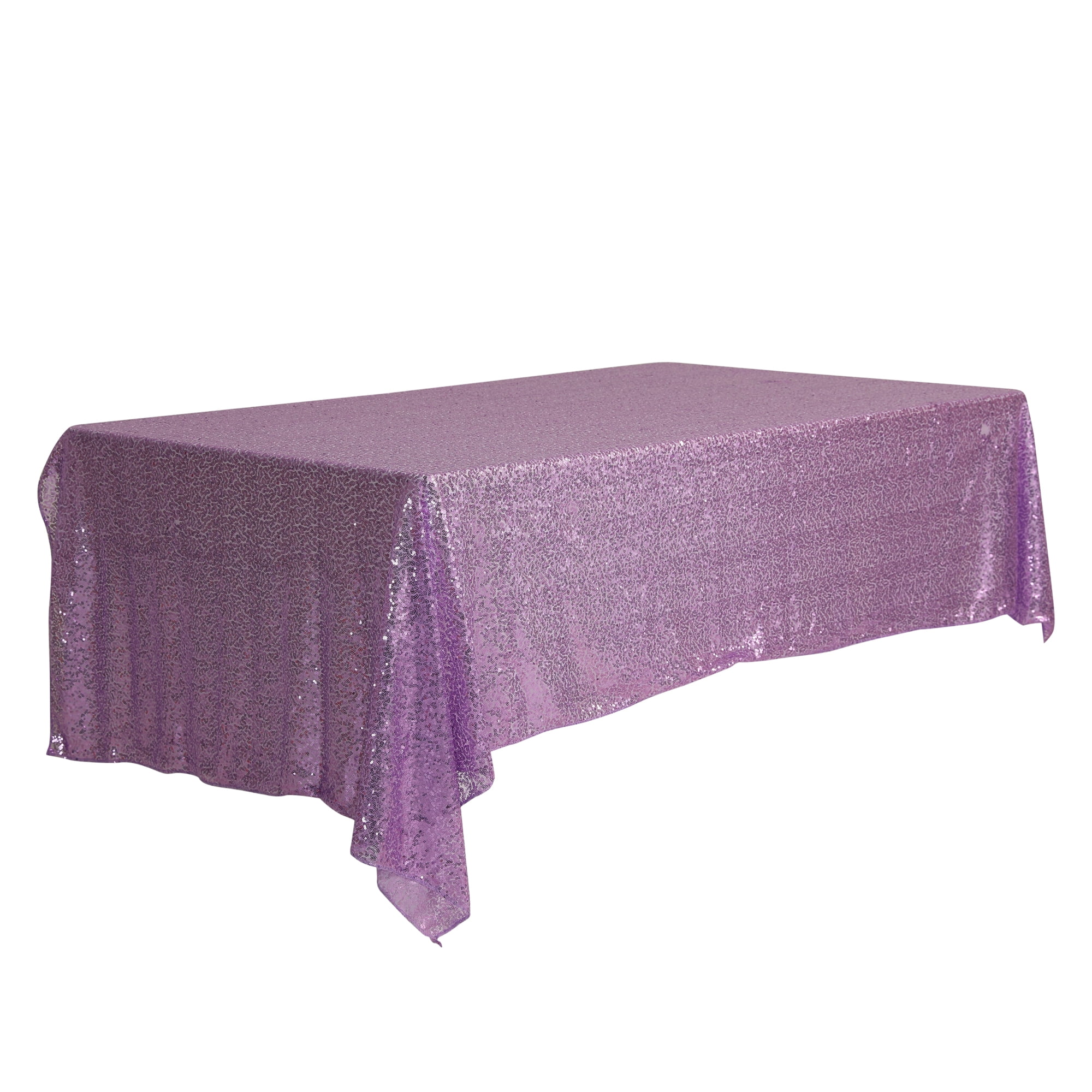 Unique Bargains Sequin Table Covers for Dining Room Parties or Dances Tablecloths Light Purple 47"x47"