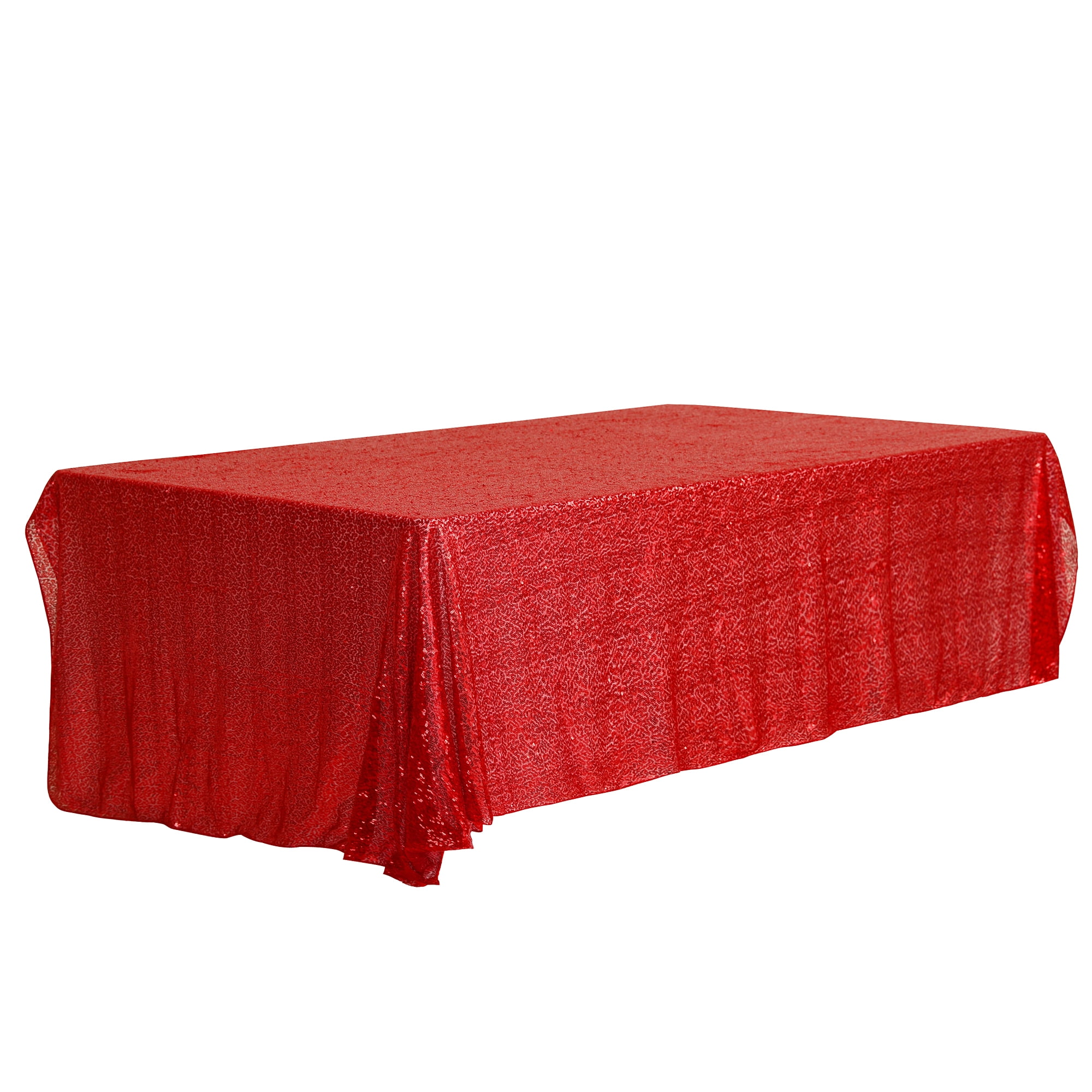 Unique Bargains Sequin Table Covers for Dining Room Parties or Dances Tablecloths Red 47"x71"