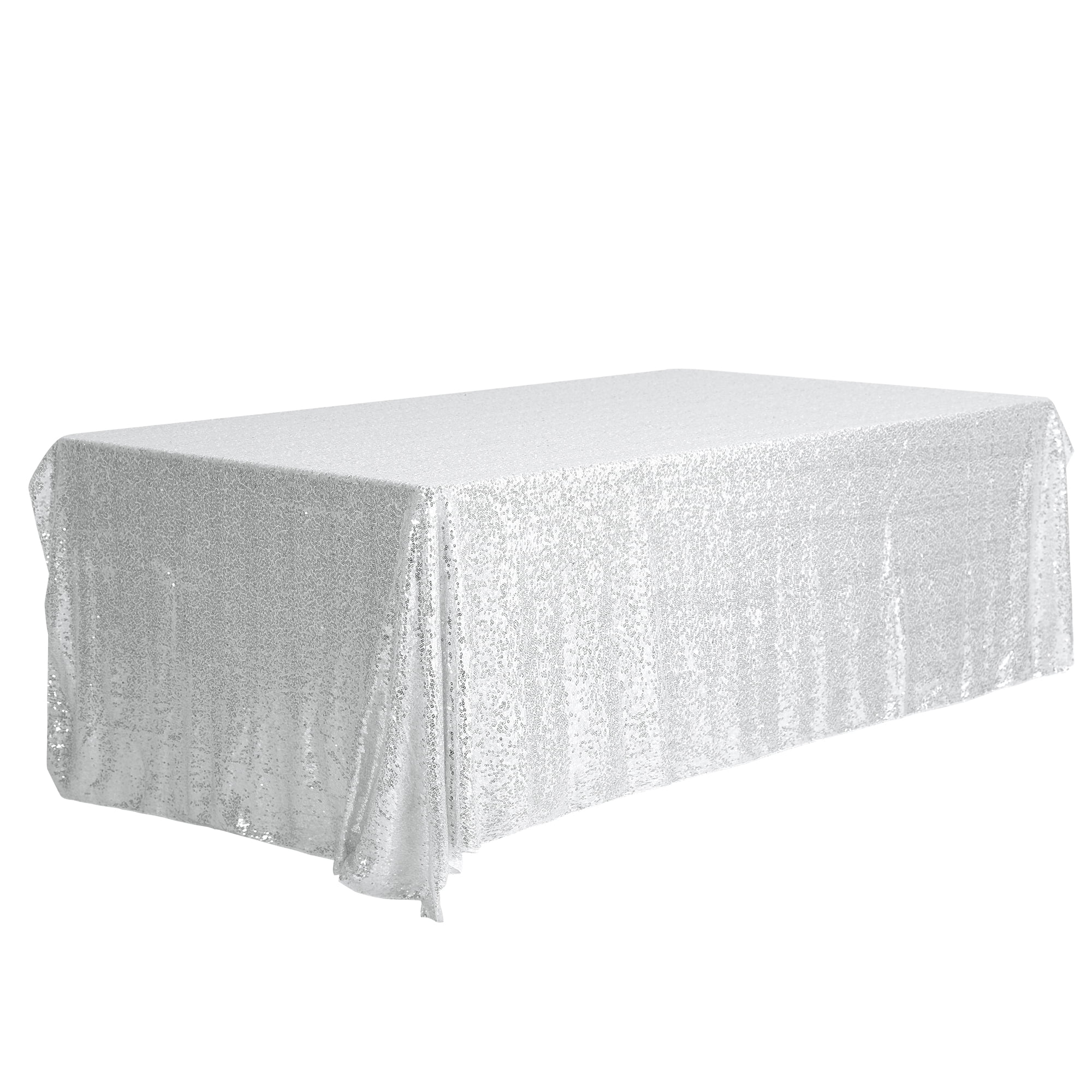 Unique Bargains Sequin Table Covers for Dining Room Parties or Dances Tablecloths Silver 47"x59"