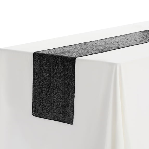 Unique Bargains Sequin Table Runner, Black, 12" W x 71" L