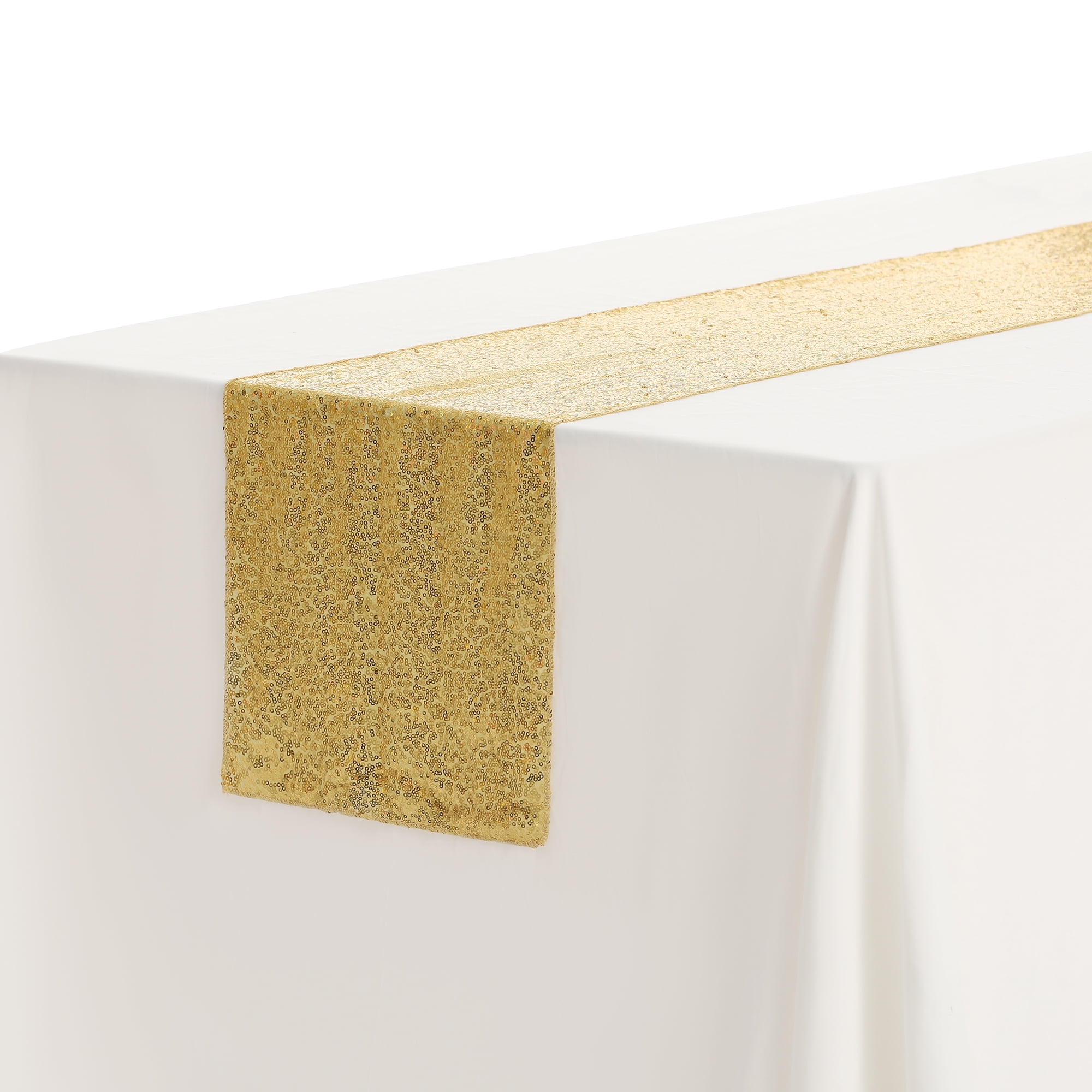 Unique Bargains Sequin Table Runner, Gold, 12" W x 71" L