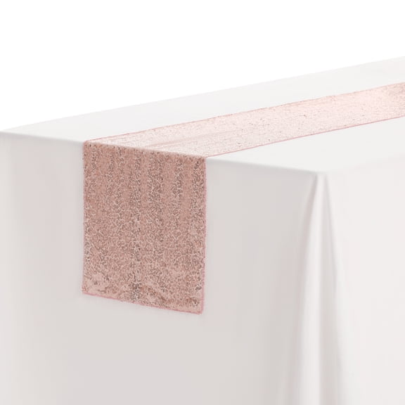 Unique Bargains Sequin Table Runner, Rose Gold, 12" W x 108" L