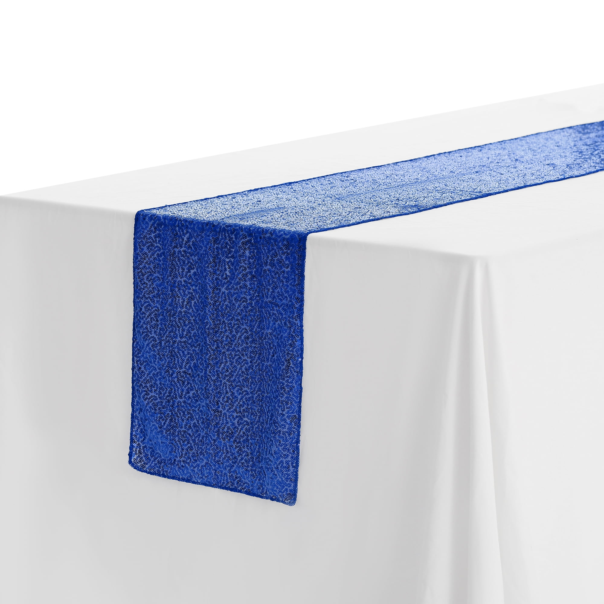 Unique Bargains Sequin Table Runner, Royal Blue, 12" W x 108" L