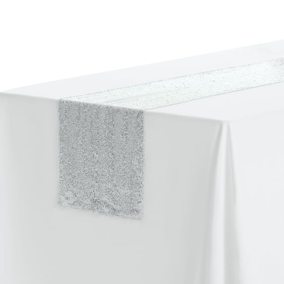 Unique Bargains Sequin Table Runner, Silver, 12" W x 71" L
