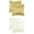 thumbnail image 1 of Unique Bargains Sequins Leaf 3D Throw Pillow Cover Pack of 4 Solid Color Cushion Covers Beige/Gold 18" x 18", 1 of 6