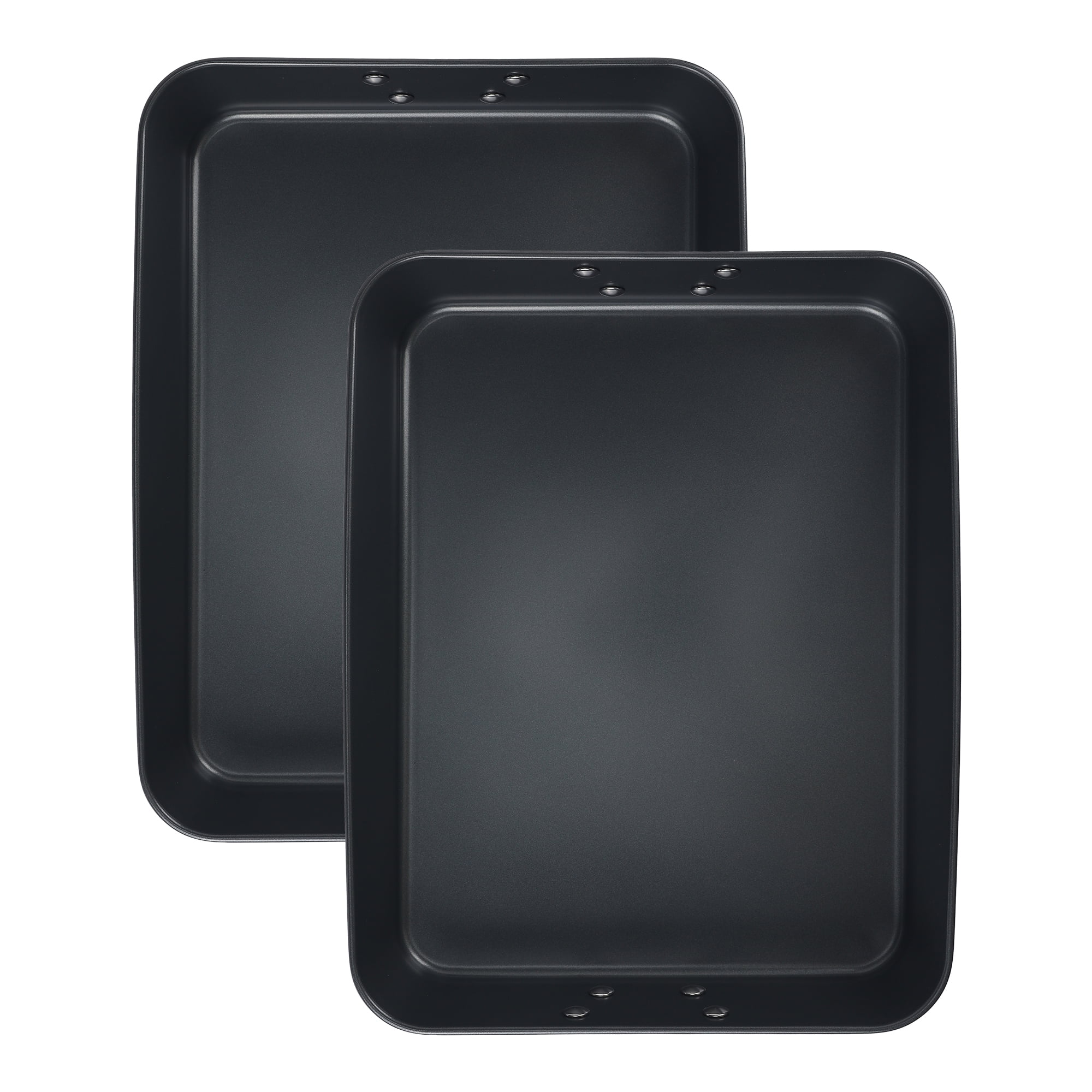 Unique Bargains Set of 2 Baking Sheet Nonstick Cake Pan Black 13.7*10.8*2.6in