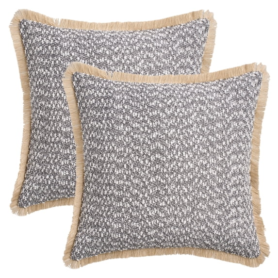Unique Bargains Set of 2 Boho Soft Square Throw Pillow Covers for Couch Dark Grey