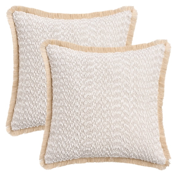 Unique Bargains Set of 2 Boho Soft Square Throw Pillow Covers for Couch Light Brown