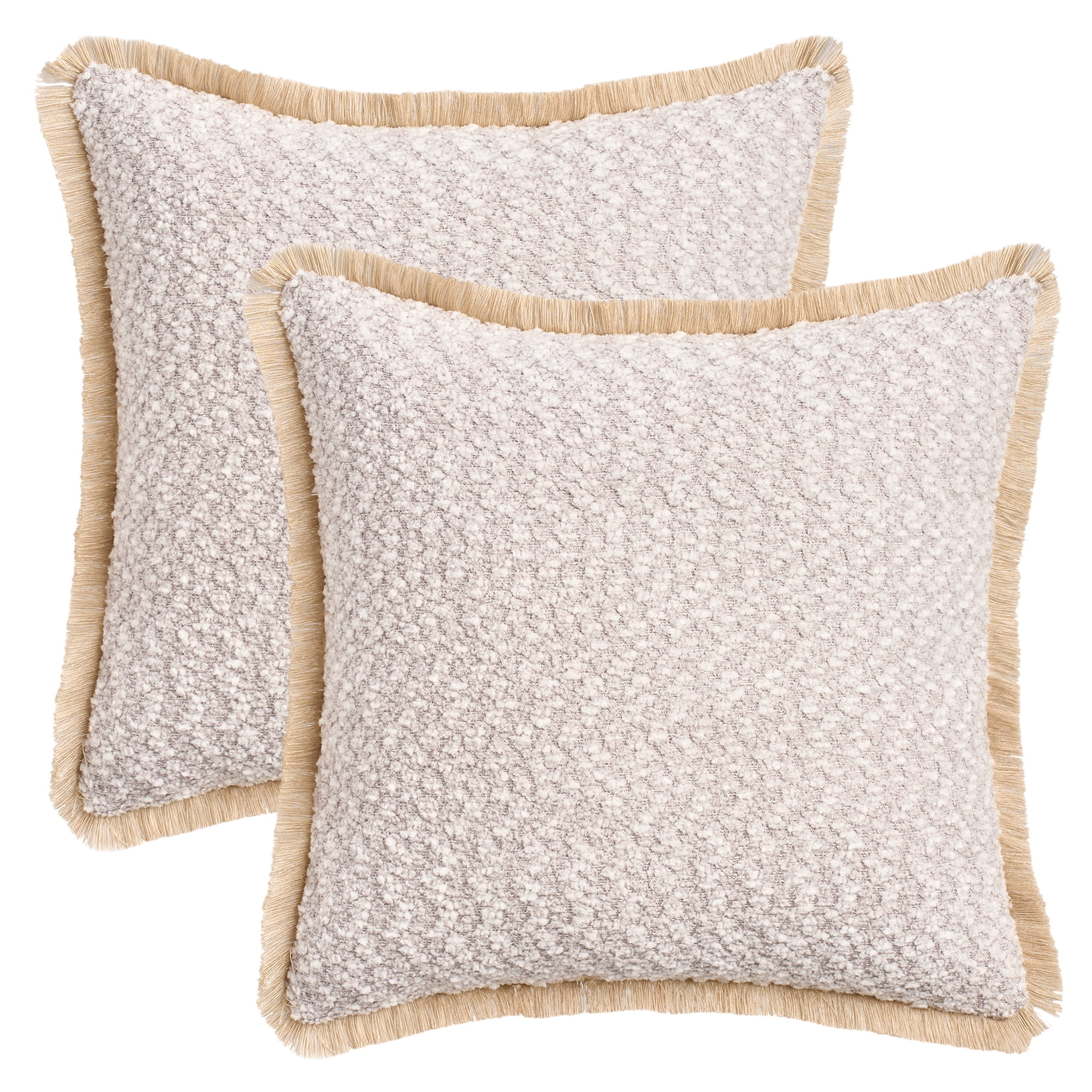 Unique Bargains Set of 2 Boho Soft Square Throw Pillow Covers for Couch Light Grey