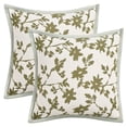 thumbnail image 1 of Unique Bargains Set of 2 Chenille Leaves Jacquard Throw Pillow Covers Green, 1 of 7