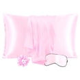 thumbnail image 1 of Unique Bargains Set of 2 Durable Soft Enveloped Closure Satin Pillowcase Pink Standard(20"x26"), 1 of 8