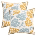 thumbnail image 1 of Unique Bargains Set of 2 Floral Embroidery Cotton Canvas Pillow Cover Yellow Blue, 1 of 6