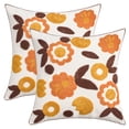 thumbnail image 1 of Unique Bargains Set of 2 Floral Embroidery Cotton Canvas Pillow Cover Yellow Orange, 1 of 6