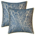 thumbnail image 1 of Unique Bargains Set of 2 Floral Leaf Botanical Pattern Decoration Blue 18" x 18", 1 of 6