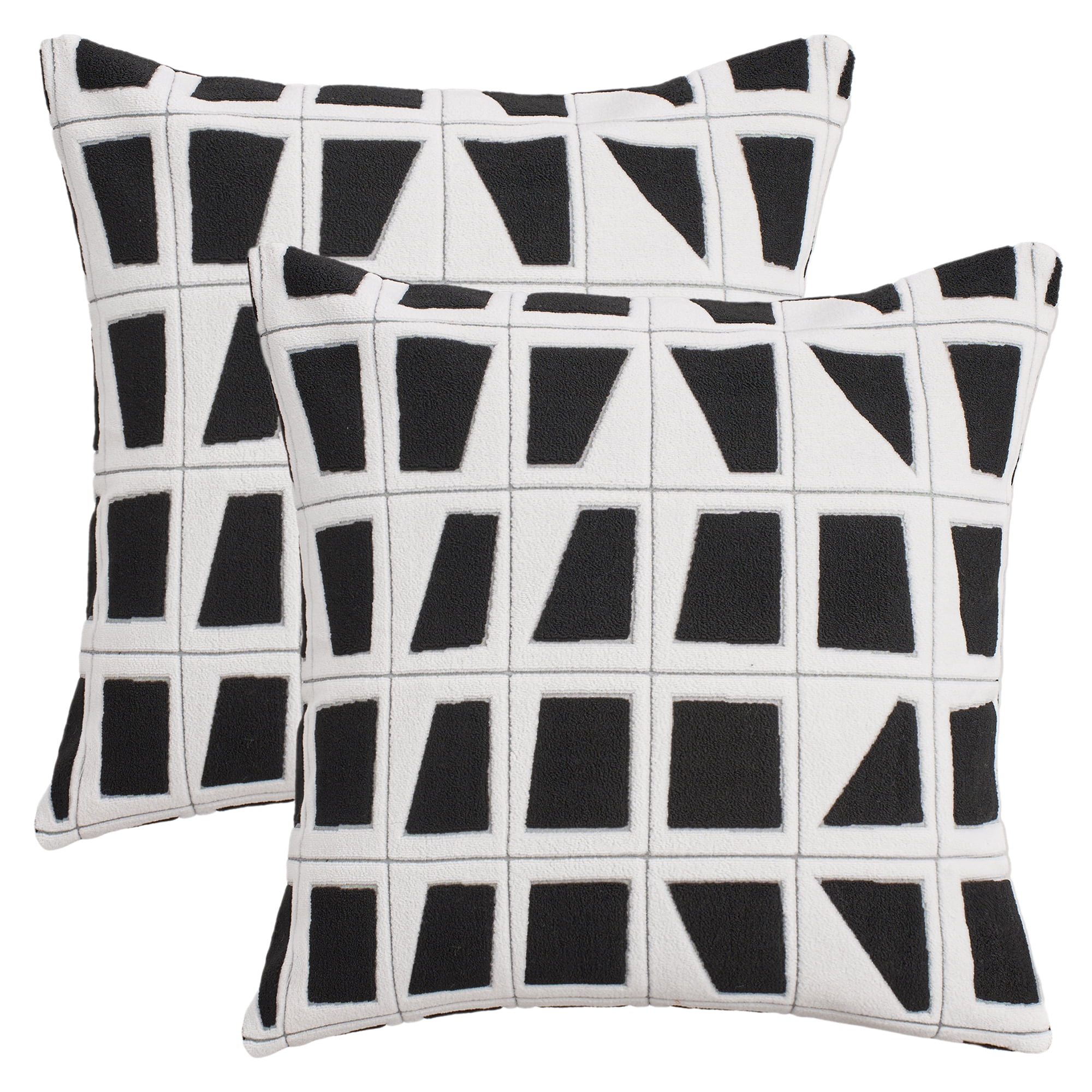 Unique Bargains Set of 2 Geometric Soft Plush Cushion Case Pillow Covers 20" x 20" Black