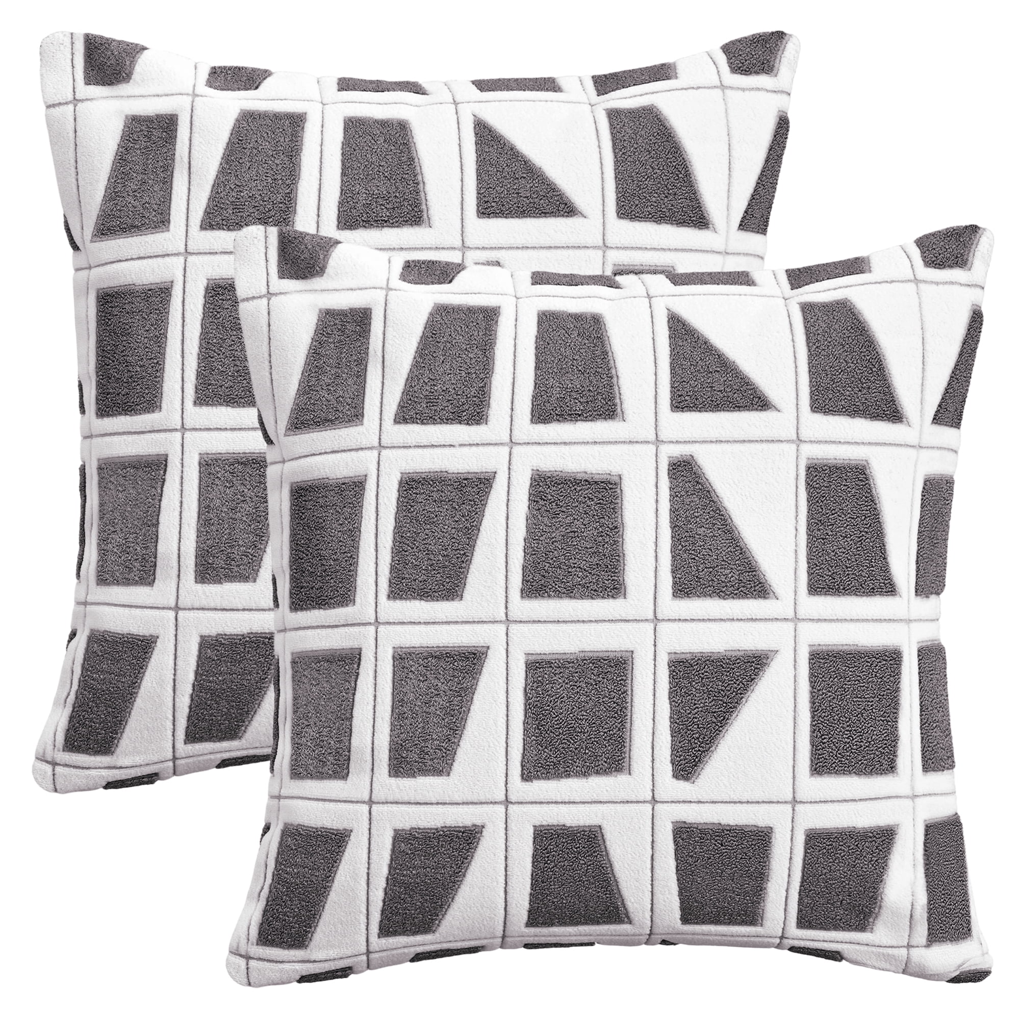 Unique Bargains Set of 2 Geometric Soft Plush Cushion Case Pillow Covers 20" x 20" Grey