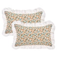thumbnail image 1 of Unique Bargains Set of 2 Leaf Print Pillow Covers with Ruffled Trim Orange 20" x 12", 1 of 7