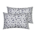 thumbnail image 1 of Unique Bargains Set of 2 Pillowcase for Hair and Skin Cotton Floral Pillow Cases Dark Blue, 1 of 7