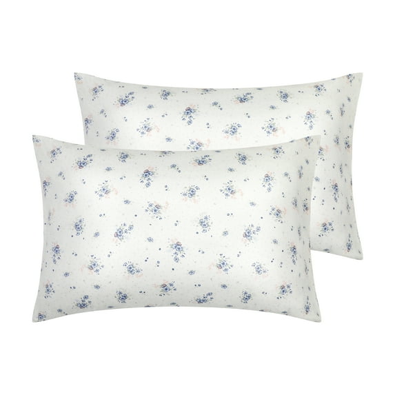 Unique Bargains Set of 2 Pillowcase for Hair and Skin Soft Cotton Floral Pillow Cases Blue