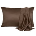 thumbnail image 1 of Unique Bargains Silky Satin Pillow Cases Covers Set of 2 Brown Standard, 1 of 8