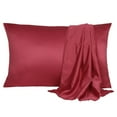 thumbnail image 1 of Unique Bargains Silky Satin Pillow Cases Covers Set of 2 Burgundy Standard, 1 of 8