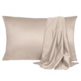 thumbnail image 1 of Unique Bargains Set of 2 Silky Satin Pillow Cases Covers Light Tan Standard, 1 of 8