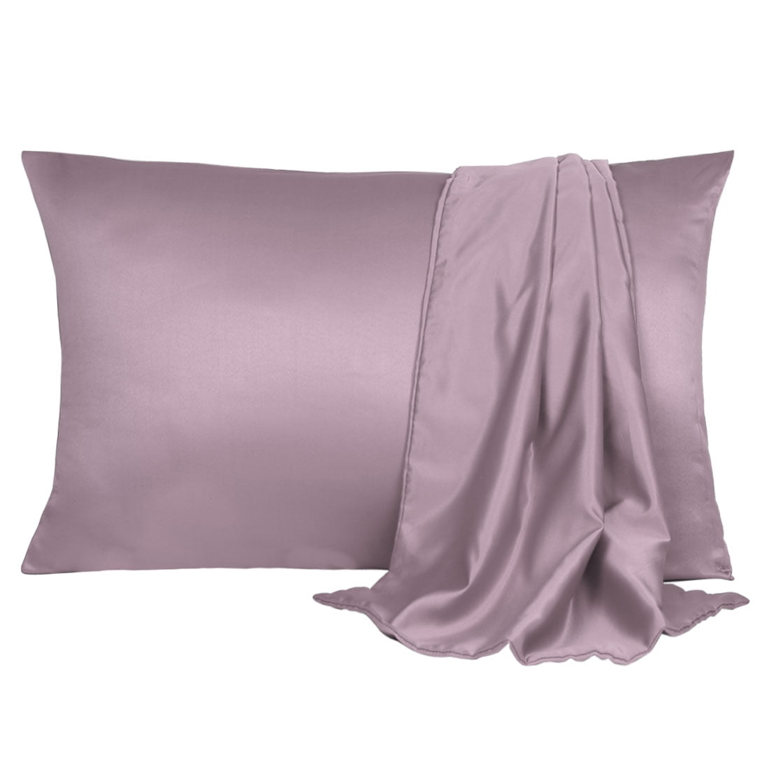 Unique Bargains Silky Satin Pillow Cases Covers Set of 2 Mauve Queen