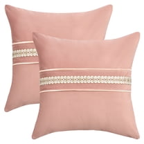 Unique Bargains Set of 2 Soft Throw Pillow Covers with Cute Embroidery Pink
