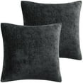 thumbnail image 1 of Unique Bargains Set of 2 Soft Water Repellent Throw Pillow Covers Black 20x20 Inch, 1 of 8